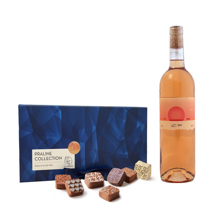 Luxury 18pc Pralines & יין חוף רוזה