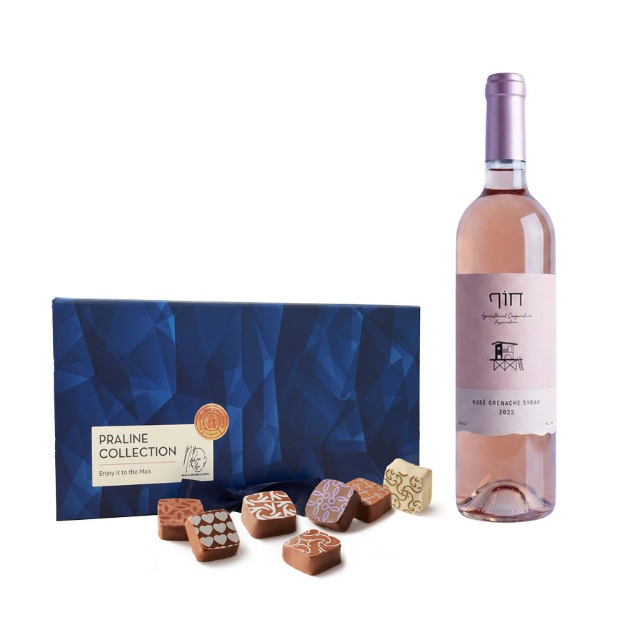 Luxury 18pc Pralines & יין חוף רוזה