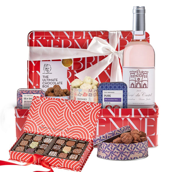 CHOCOLATE & Rosé Du Castel & 18pc Pralines Love Story