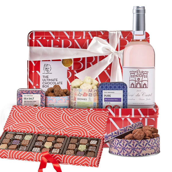 CHOCOLATE & Rosé Du Castel & 27pc Pralines Love Story