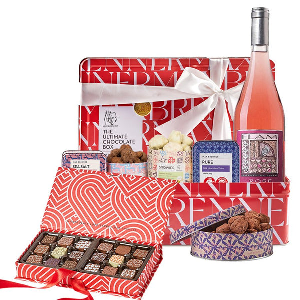 CHOCOLATE & WINE FLAM ROSE & 18pc Pralines Love Story