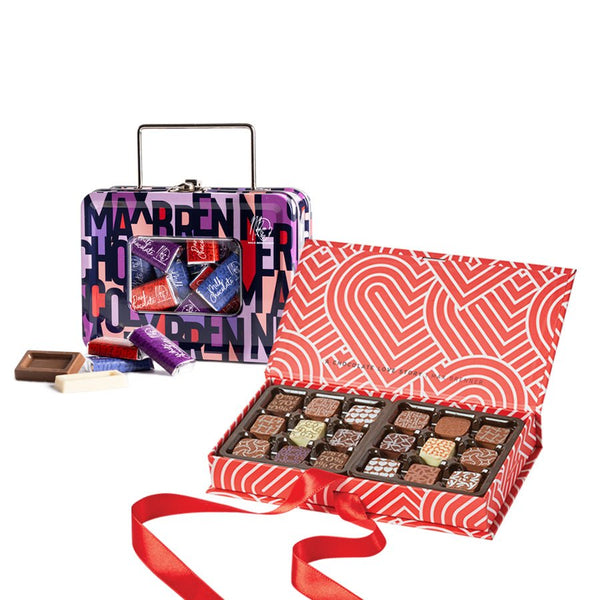 מיני מזוודת שוקולד נפוליטנים & מארז 18 פרלינים אהבה