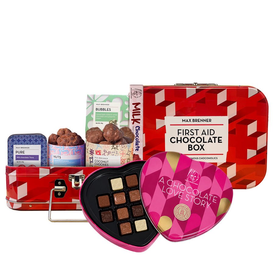 First Aid Chocolate Box & 12pc Pralines Love Story