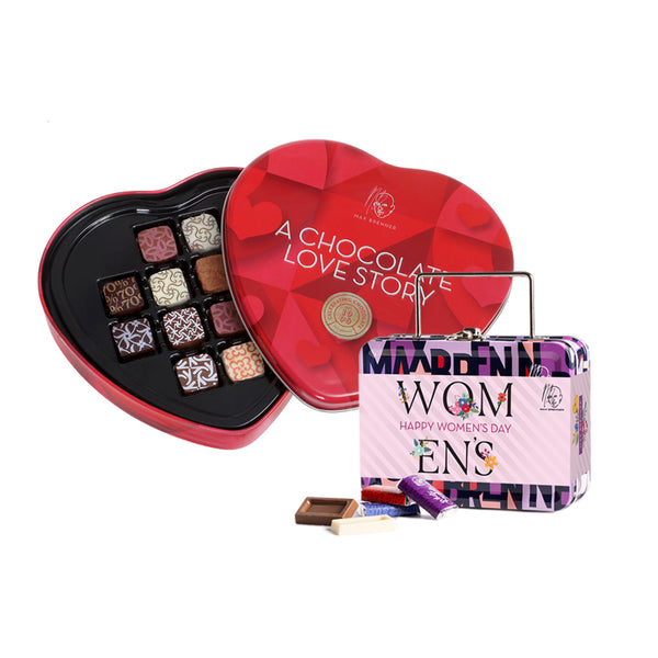 Heart 12 Pralines & מזוודת מיני שוקולד נפוליטנים ליום האישה