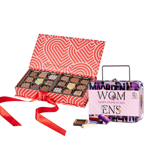 Love Story 18pc Pralines & מזוודת מיני שוקולד נפוליטנים ליום האישה